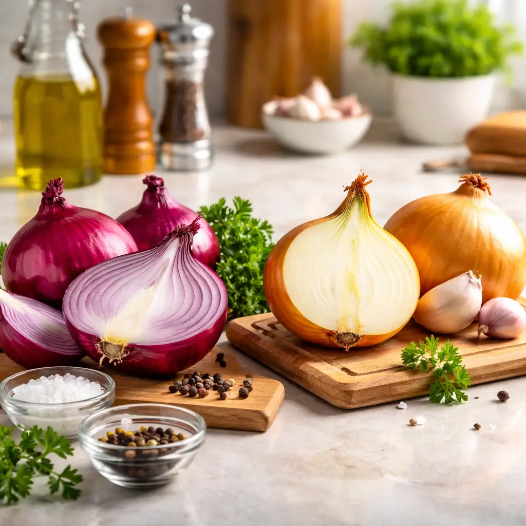 choosing between red onion and yellow onion in kitchen