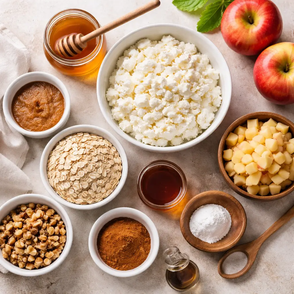 ingredients for cinnamon apple cottage cheese bites
