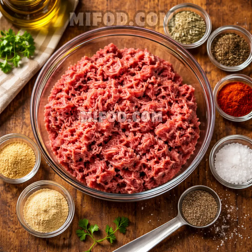 Ground beef and sausage spices for deep hamburger beef sausage