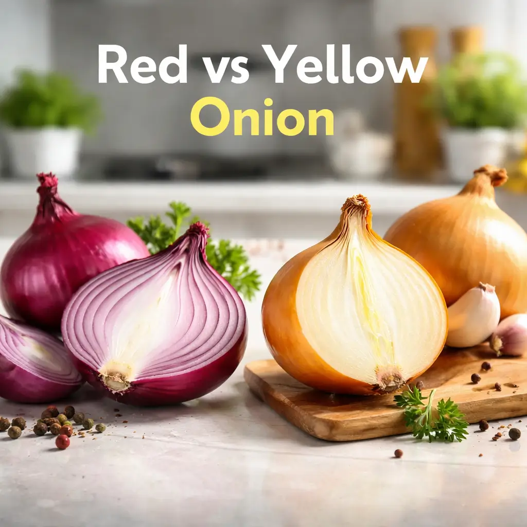 difference between red onion and yellow onion side by side comparison