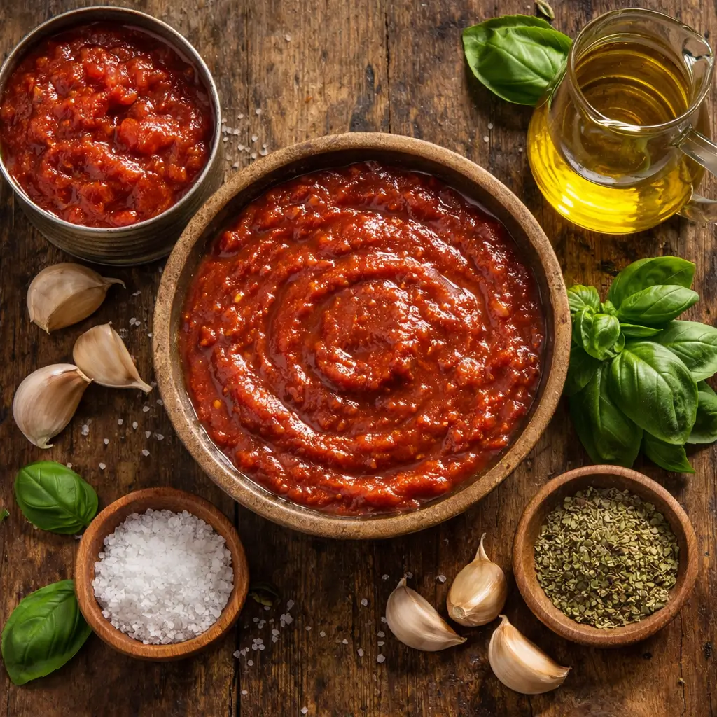 Ingredients used to make Don Pepino style pizza sauce