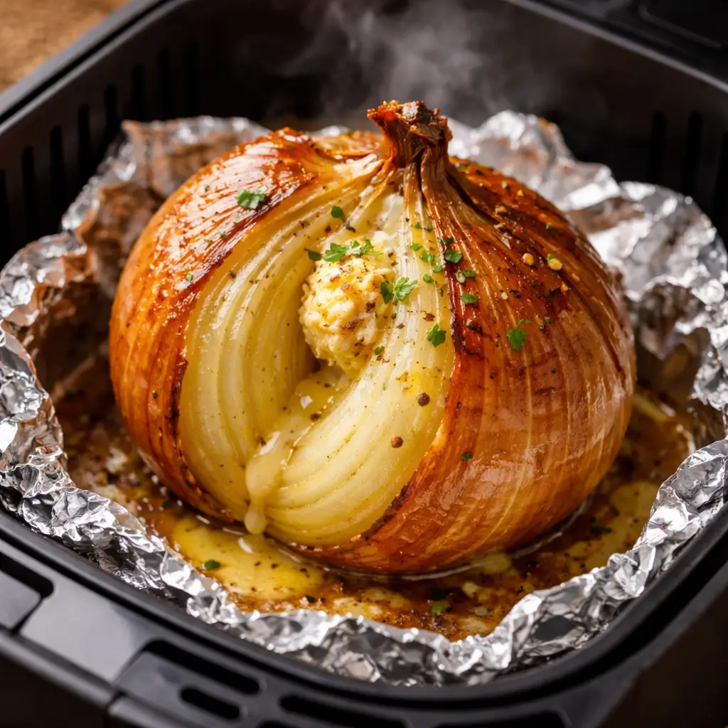 how to make an onion boil in the air fryer with buttery soft inside
