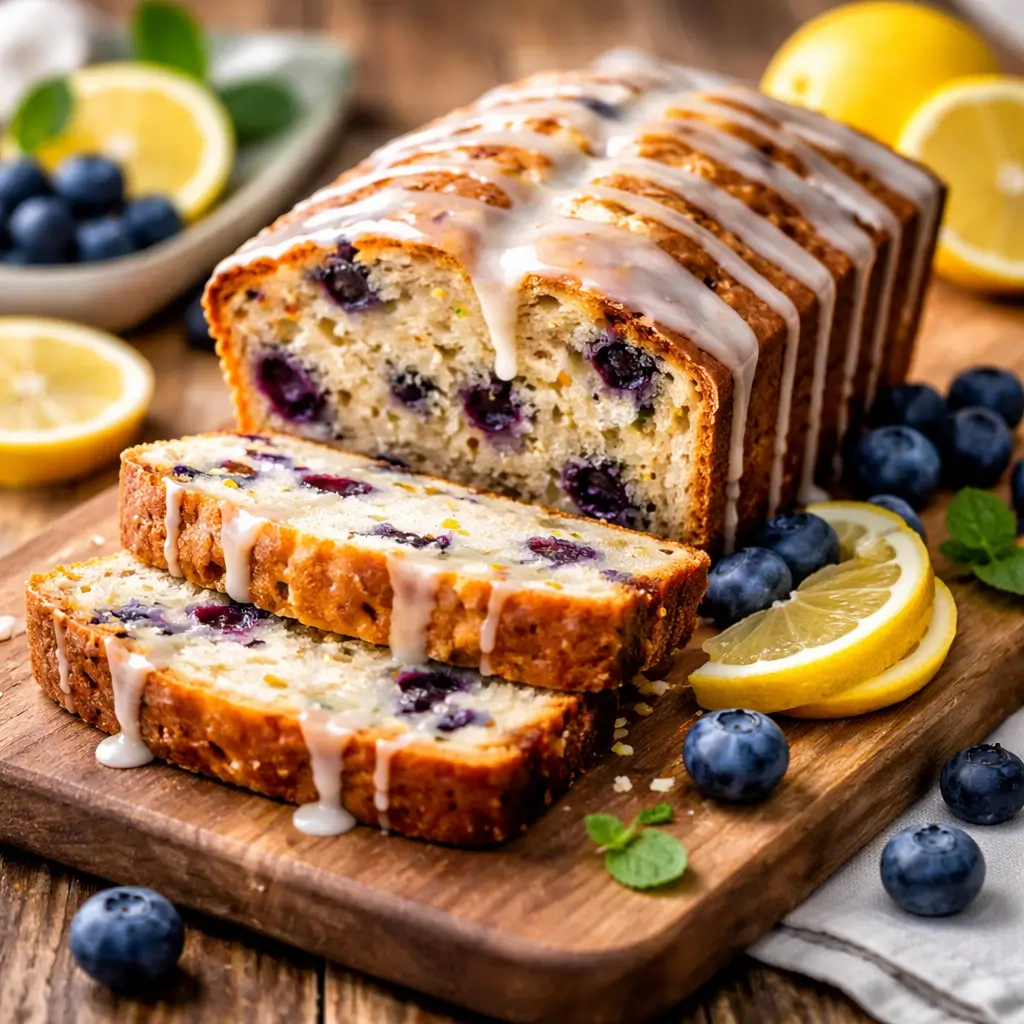 Ina Garten lemon blueberry bread recipe moist loaf with fresh blueberries and lemon glaze