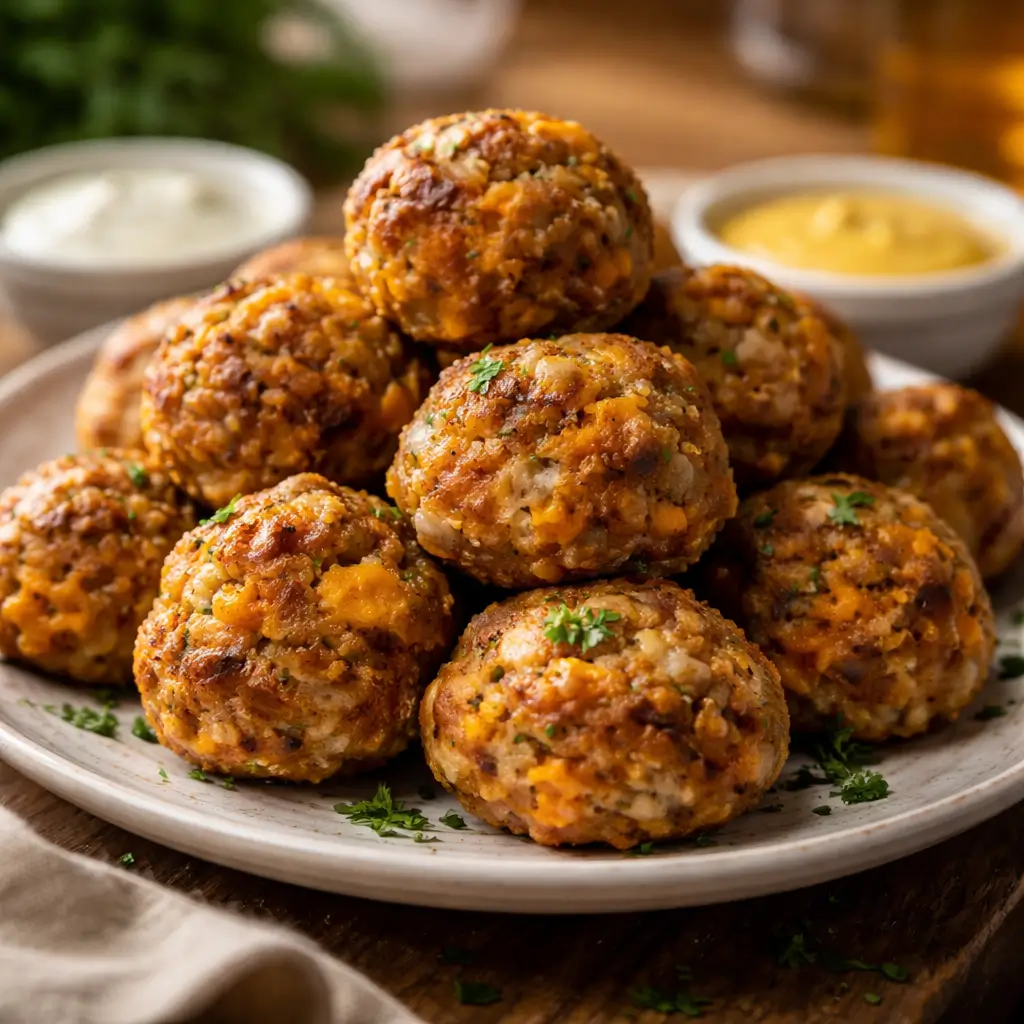 Ina Garten sausage balls golden crispy appetizer close up