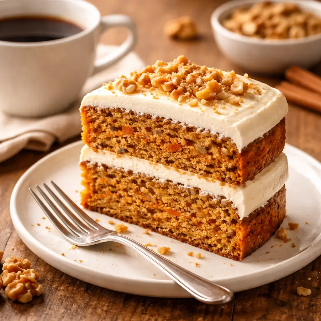 Serving Lloyd carrot cake with coffee