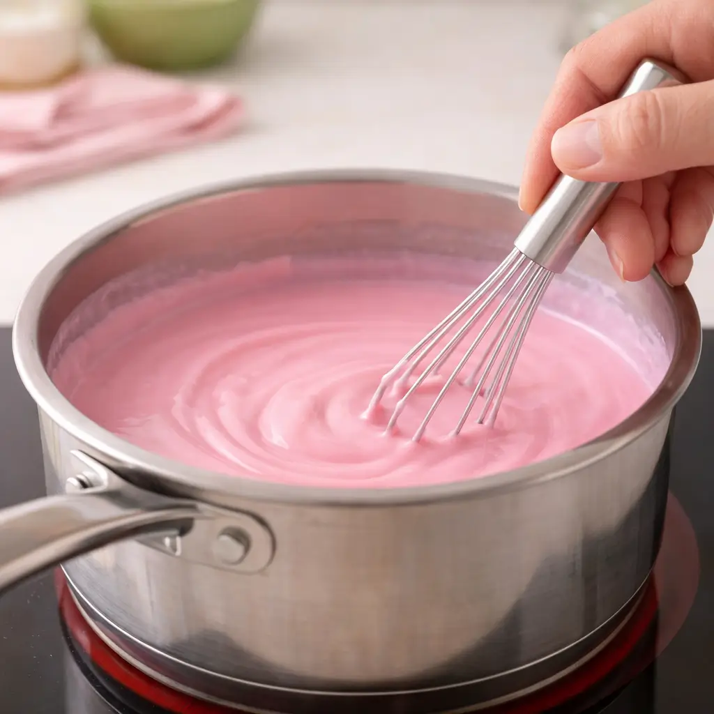 making tubby custard recipe in saucepan