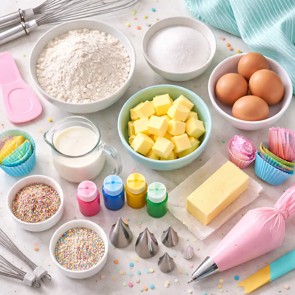 Ingredients for making a max and ruby cake at home