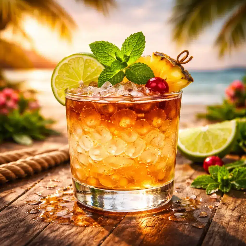Tropical Mai Tai cocktail inspired by merriman's mai tai served with mint and lime garnish