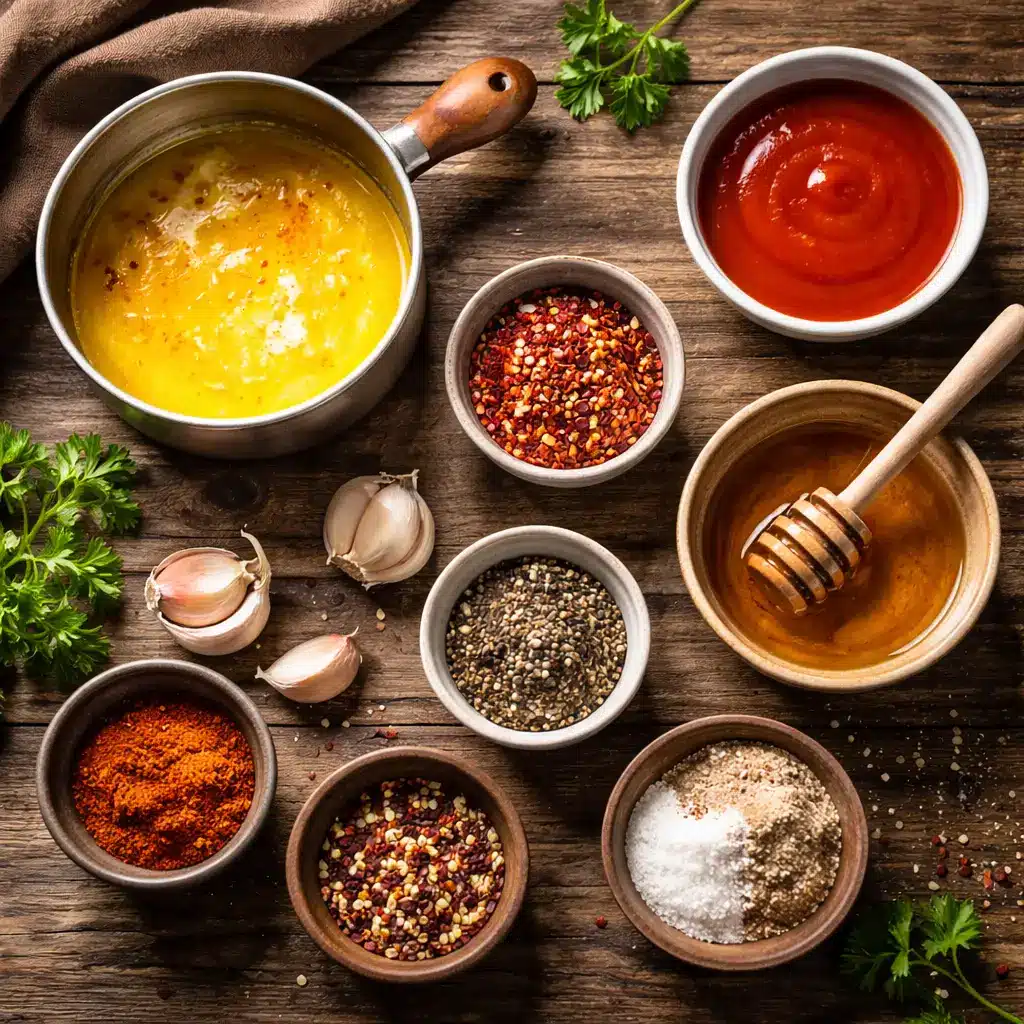 ingredients for pizza hut wing sauce recipe on kitchen table