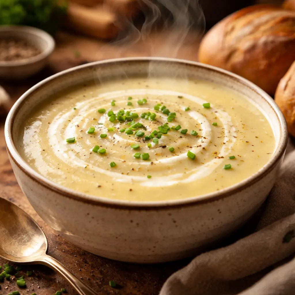 once upon a chef potato leek soup served with bread