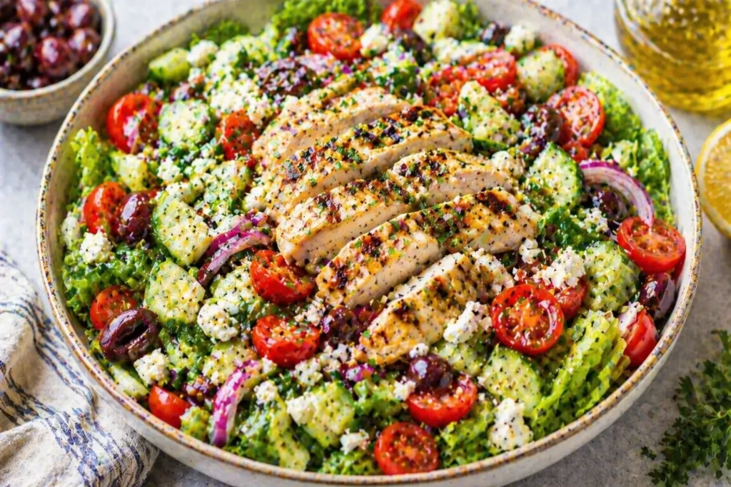 greek chicken salad with feta