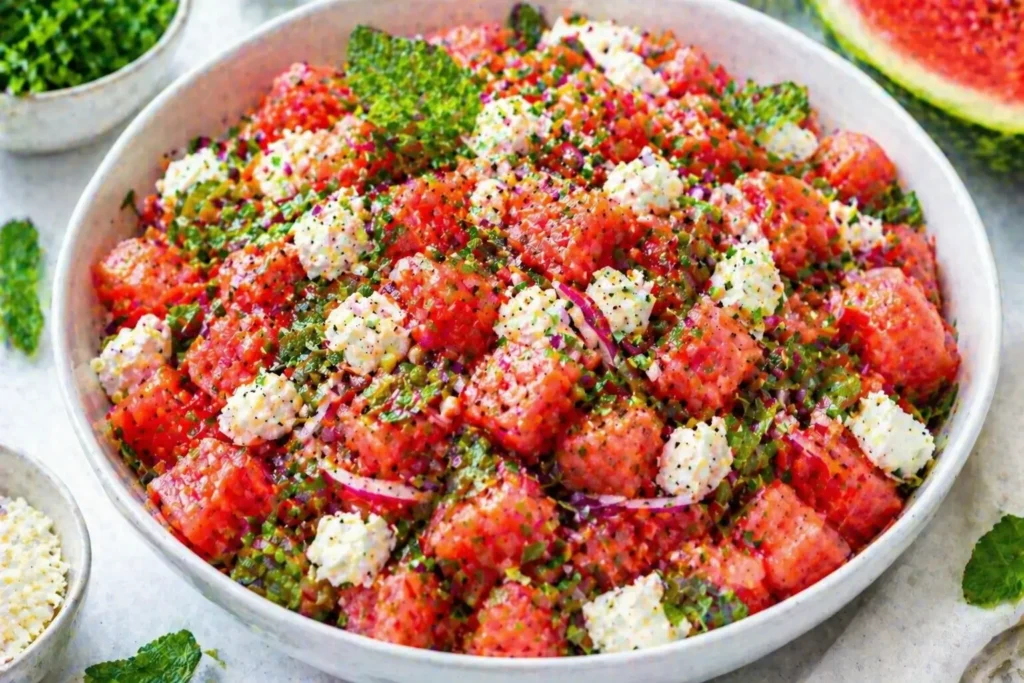 watermelon feta salad with mint