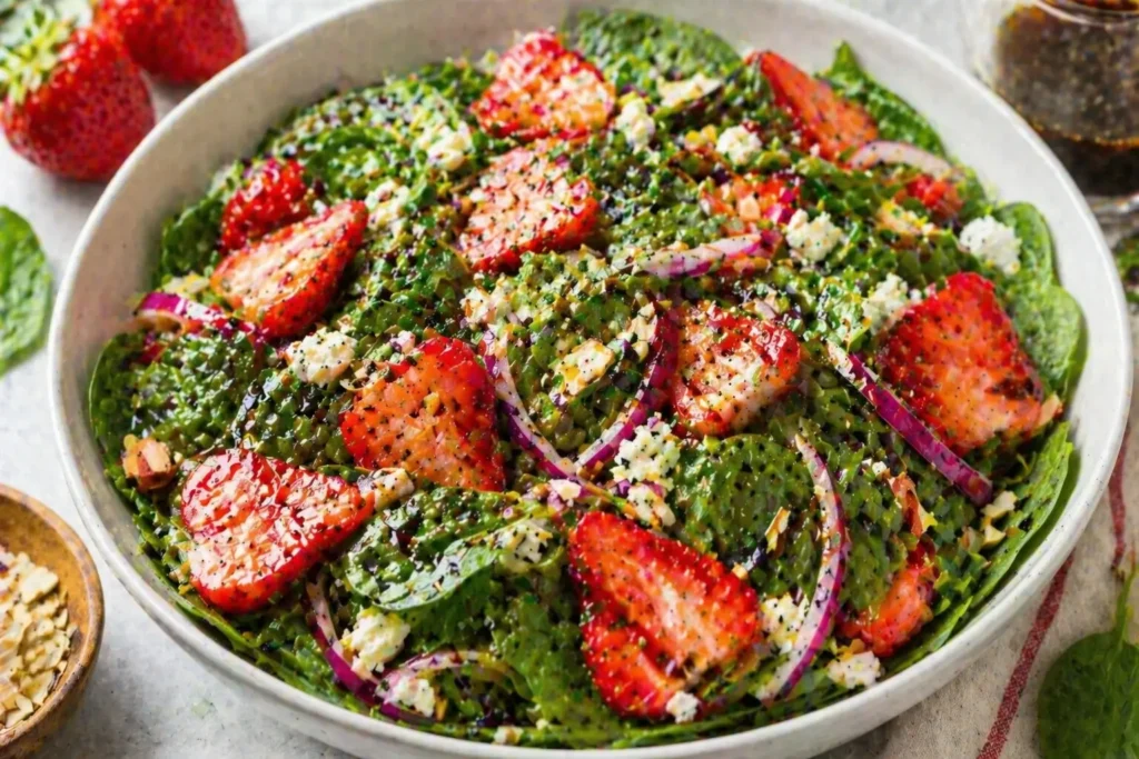 strawberry spinach salad with almonds