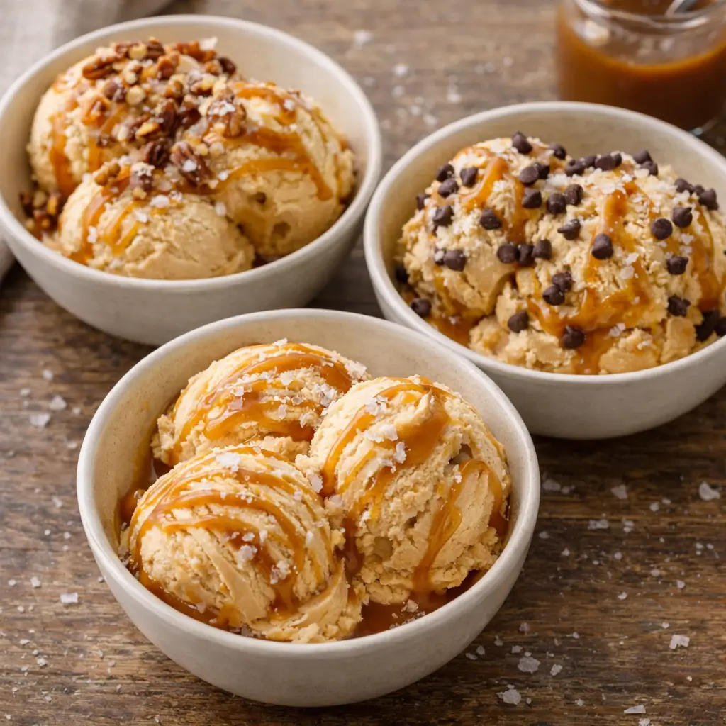Ice cream variations with toppings