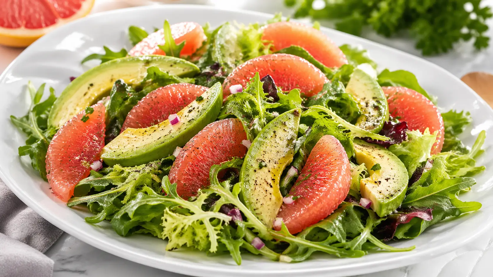 Ina Garten avocado grapefruit salad plated fresh