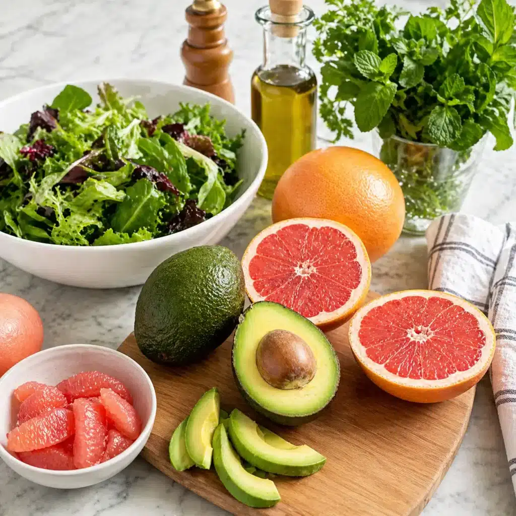 Preparing avocado and grapefruit