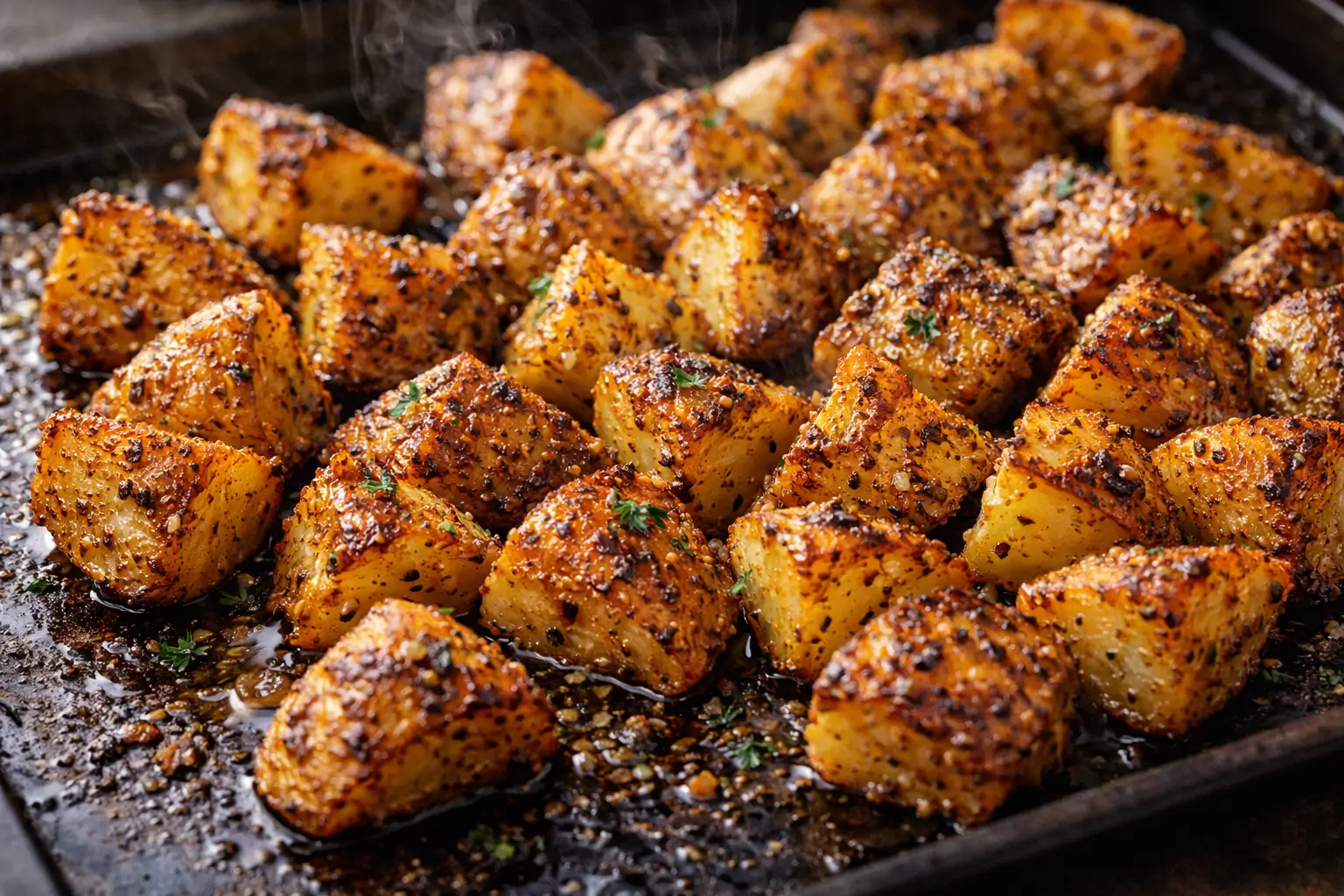 crispy roasted potatoes with caramelized onion butter seasoning golden and glistening