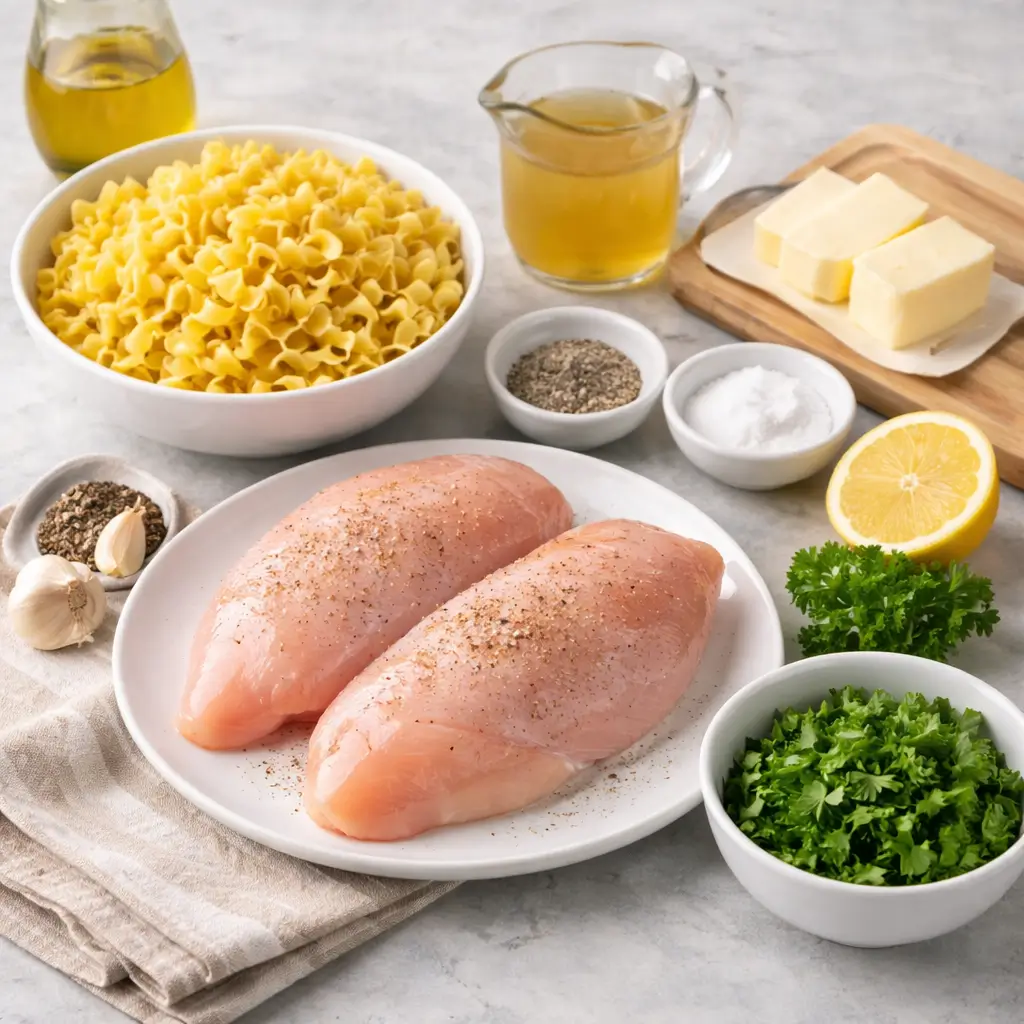 Ingredients for Ina Garten Chicken with Buttered Noodles Recipe