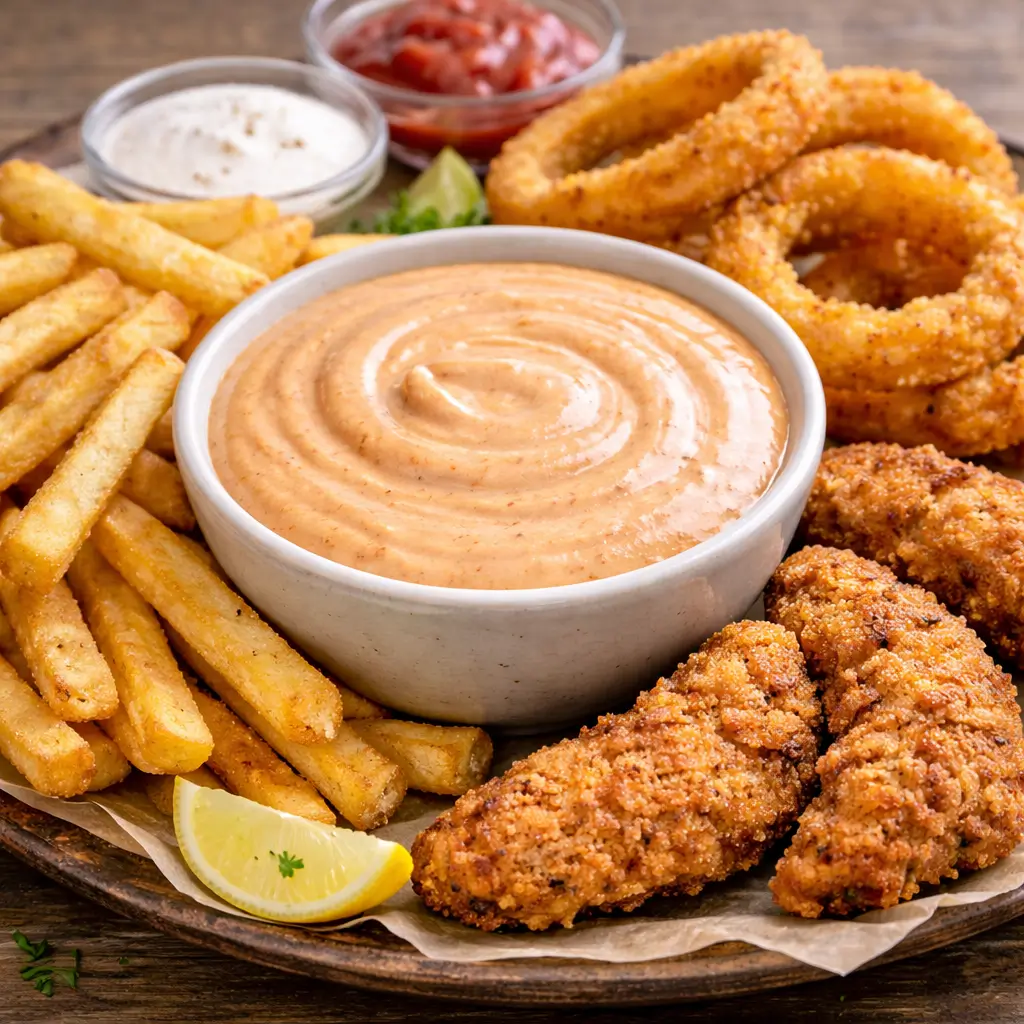 Creamy pub sauce with appetizers