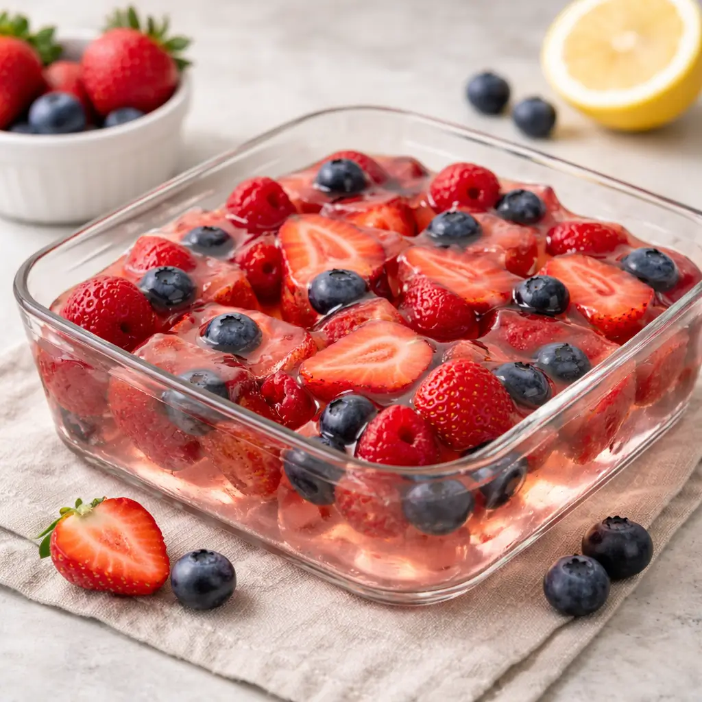 gelatin dessert with fresh berries