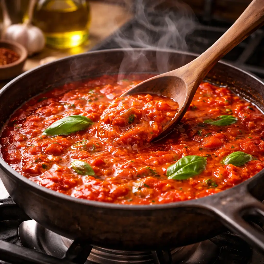 Ina Garten tomato sauce recipe homemade rich red sauce with basil