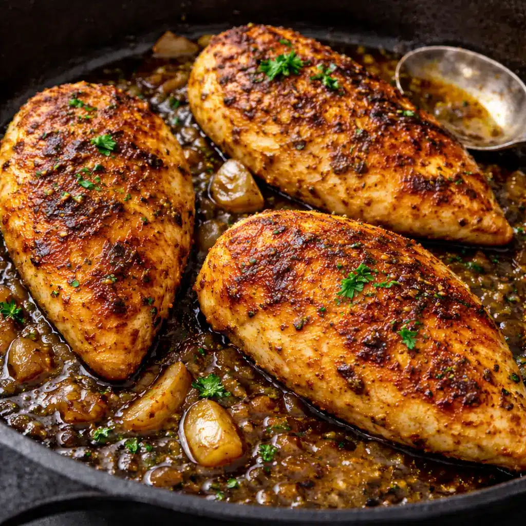 kinder's caramelized onion butter seasoning recipes skillet chicken with caramelized onion butter seasoning and herbs