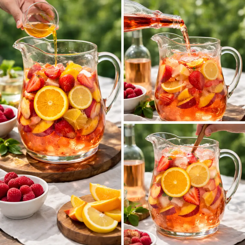 Preparing Ina Garten Rosé Sangria Recipe step by step