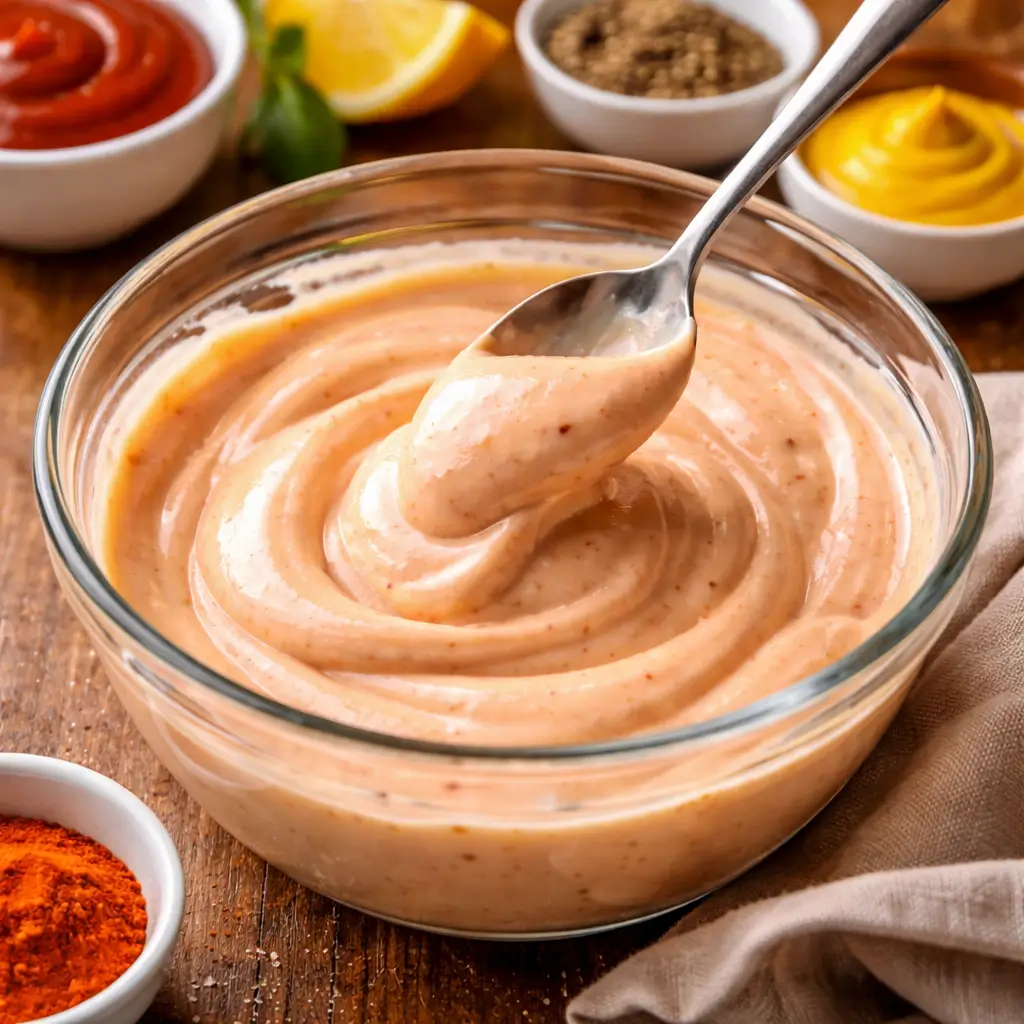 mixing sonic groovy sauce recipe in bowl step by step