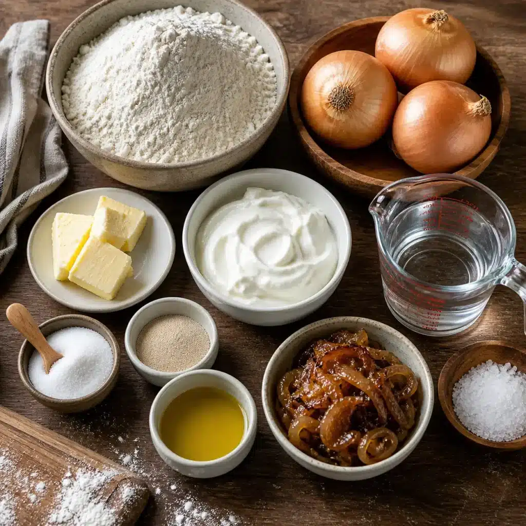 ingredients for sour cream caramelized onion pretzels