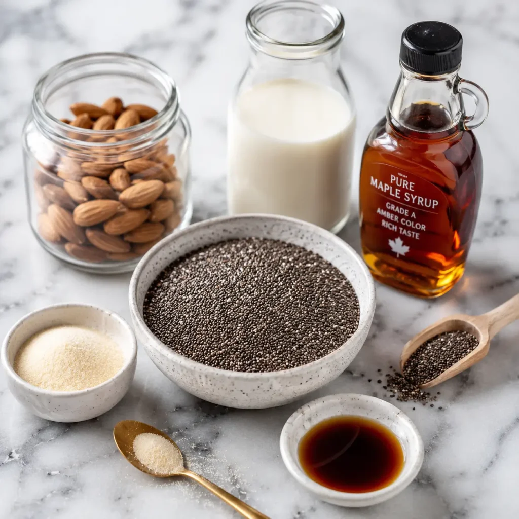 Ingredients for chia gelatin trick recipe